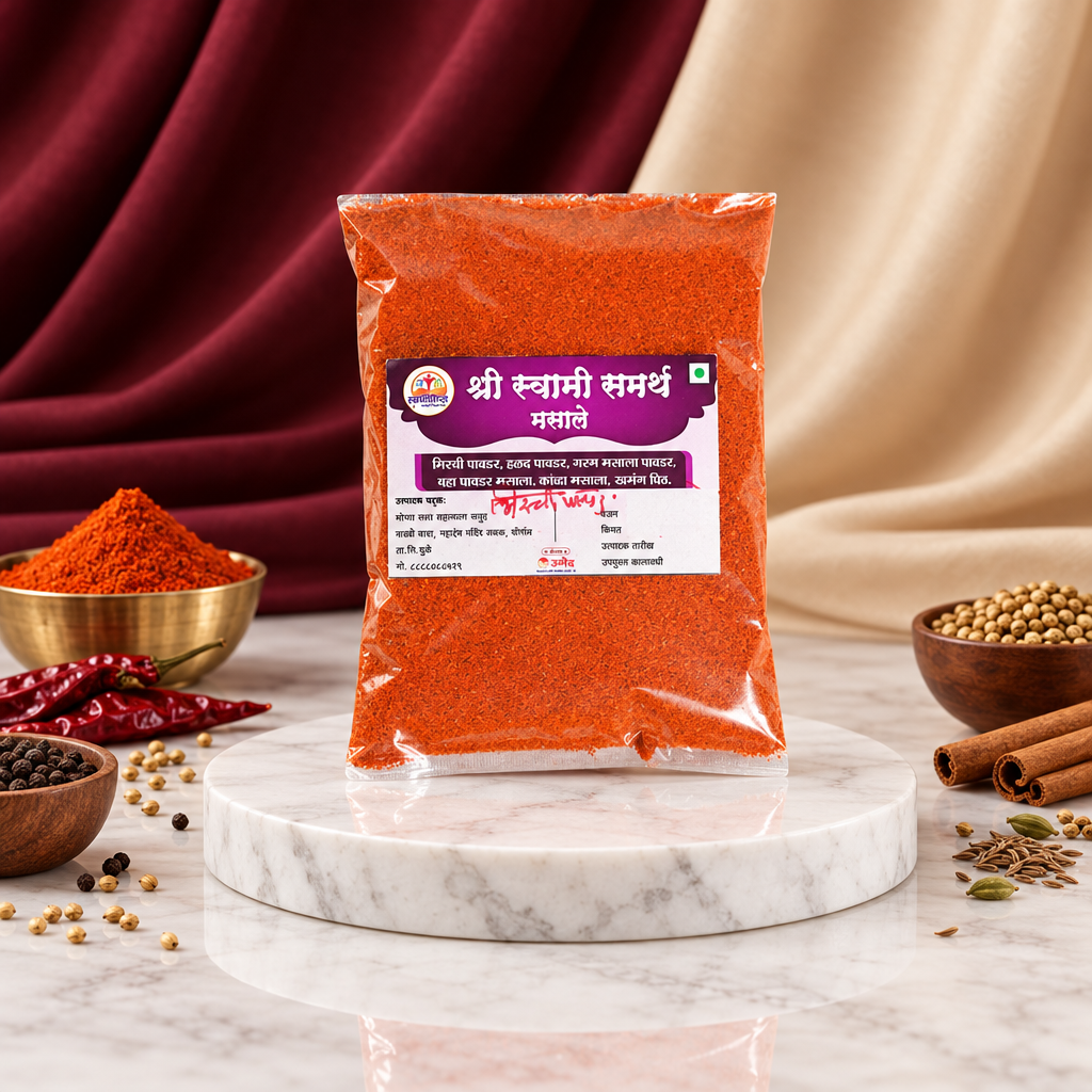 SHREE SWAMI SAMARTH Mirchi Powder Pack Of 500gm Premium Red Chilli Rich Colour Bold Flavour Fresh Aroma Daily Cooking