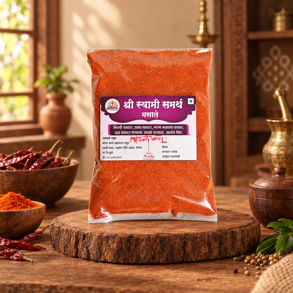 SHREE SWAMI SAMARTH Mirchi Powder Pack Of 500gm Premium Red Chilli Rich Colour Bold Flavour Fresh Aroma Daily Cooking