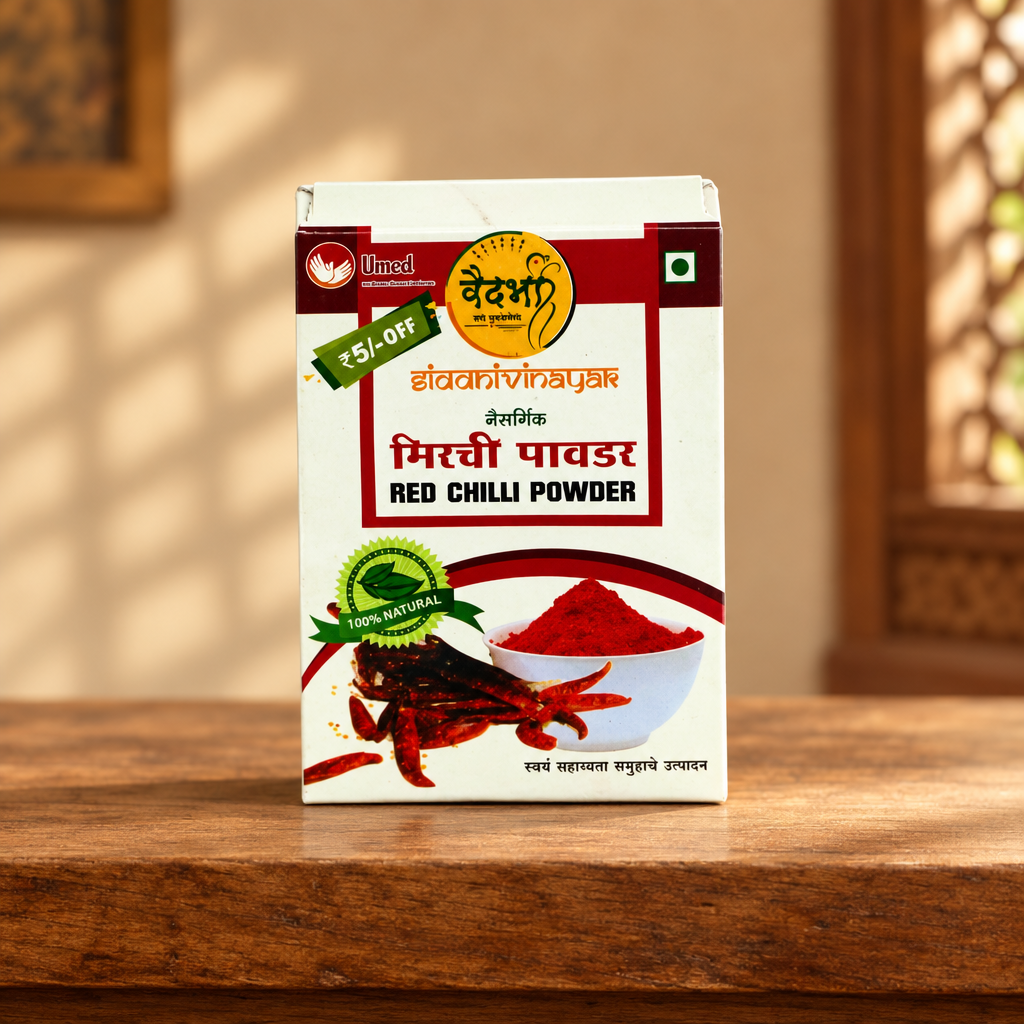 SIDDHIVINAYAK RED Chilli Powder, Made By Natural Ingredients, No Artificial Chemical, Pack of 100gm