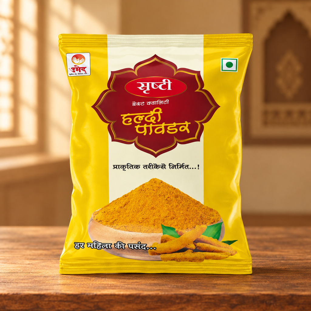 Jalna Jivika, Turmeric Powder, Siddhivinayak Masala Manufacturing Group, Premium Quality, Natural, Healthy, Pack of 50 gms