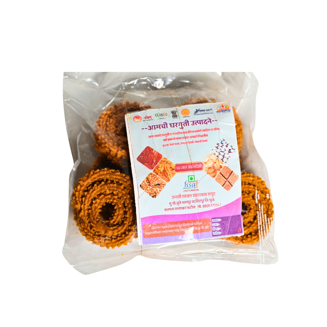 UNNATI PAPAD Bhajani Chakali Pack Of 250gm Traditional Crispy Farsan Tea Time Snack Homemade Authentic Maharashtrian Taste