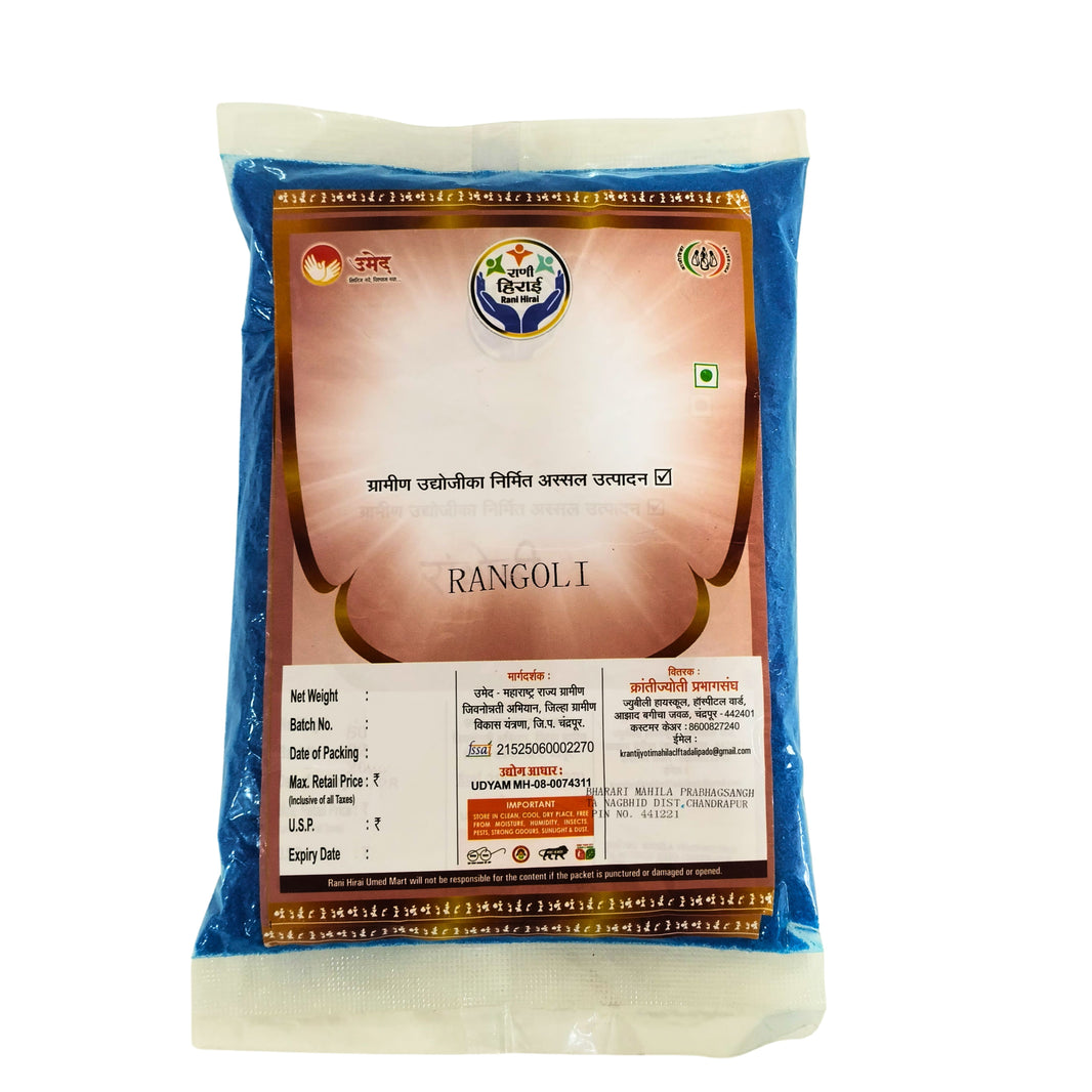 RANI HIRAI Blue Rangoli Powder Pack Of 500gm Colorful Decorative Rangoli Art Festival Floor Design Authentic Quality