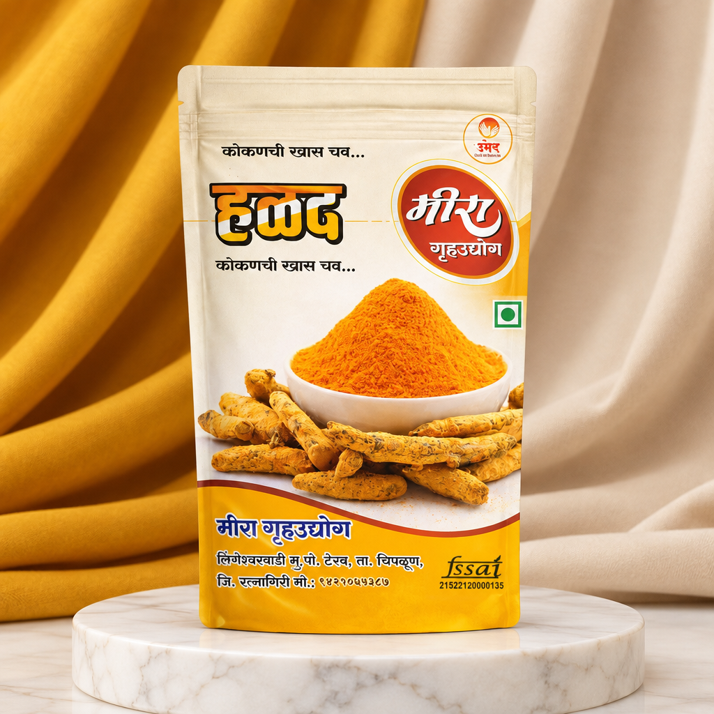 Meera Halad Powder Turmeric Spice for Daily Indian Cooking Natural Colour Balanced Aroma SHG Made Kitchen Essential Pack of 500 gm