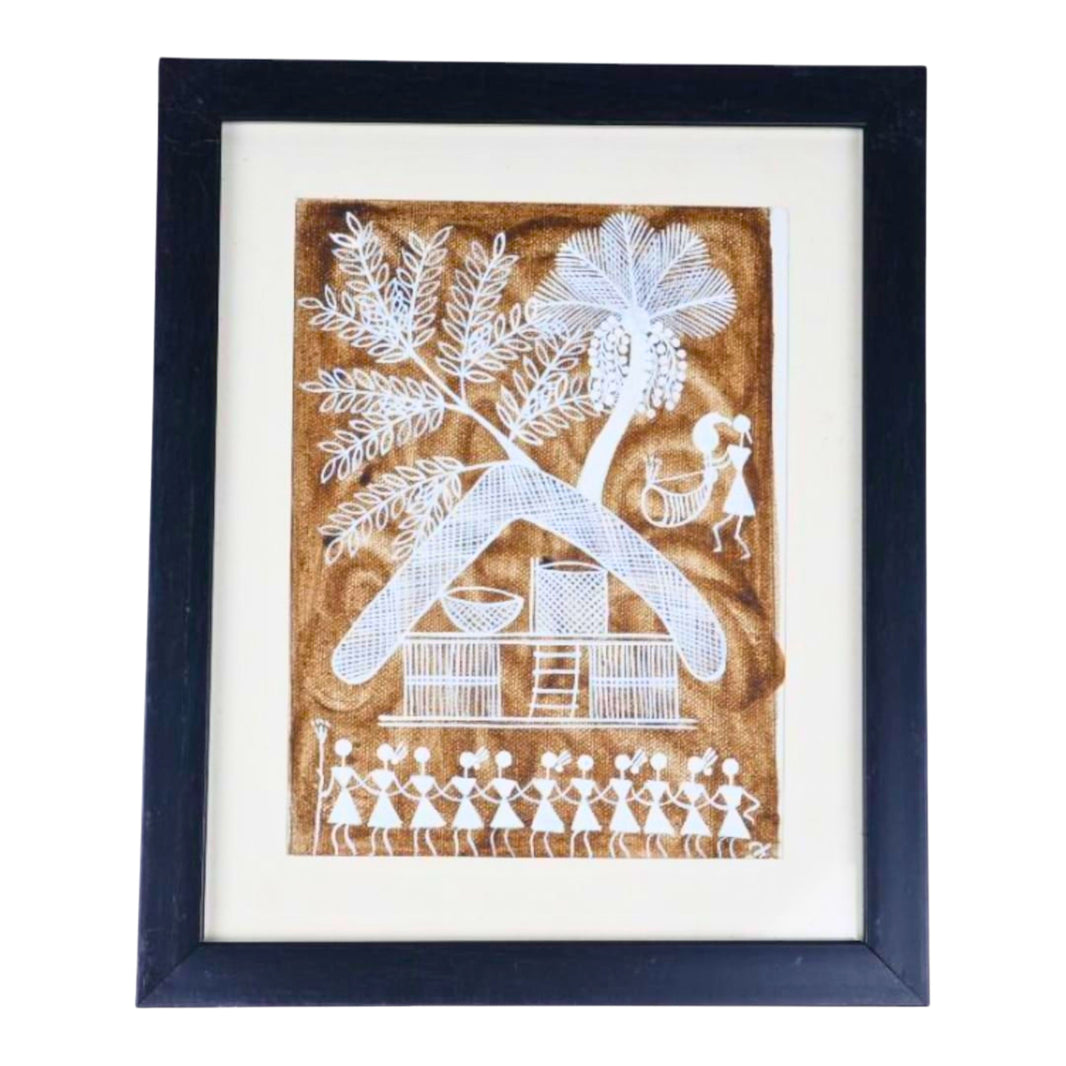 WARLI ARTS Warli Painting Frame 1F Painting | Authentic Taste, Handmade with Care, Preservative-Free, Perfect for Gifting | Pack of 1pc