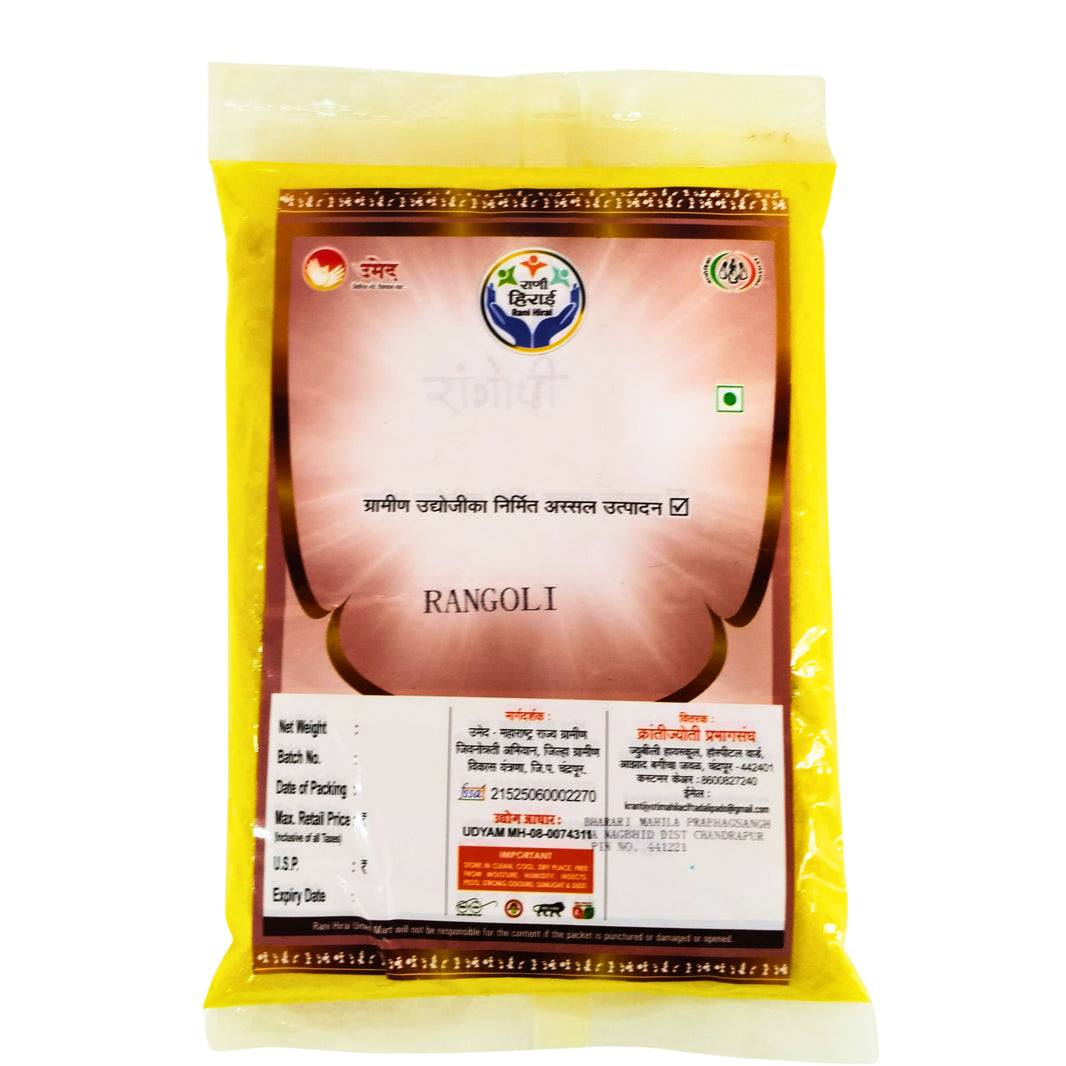 RANI HIRAI Yellow Rangoli Powder Pack Of 500gm Bright Traditional Festival Floor Decoration Cultural Rangoli Art Authentic Quality