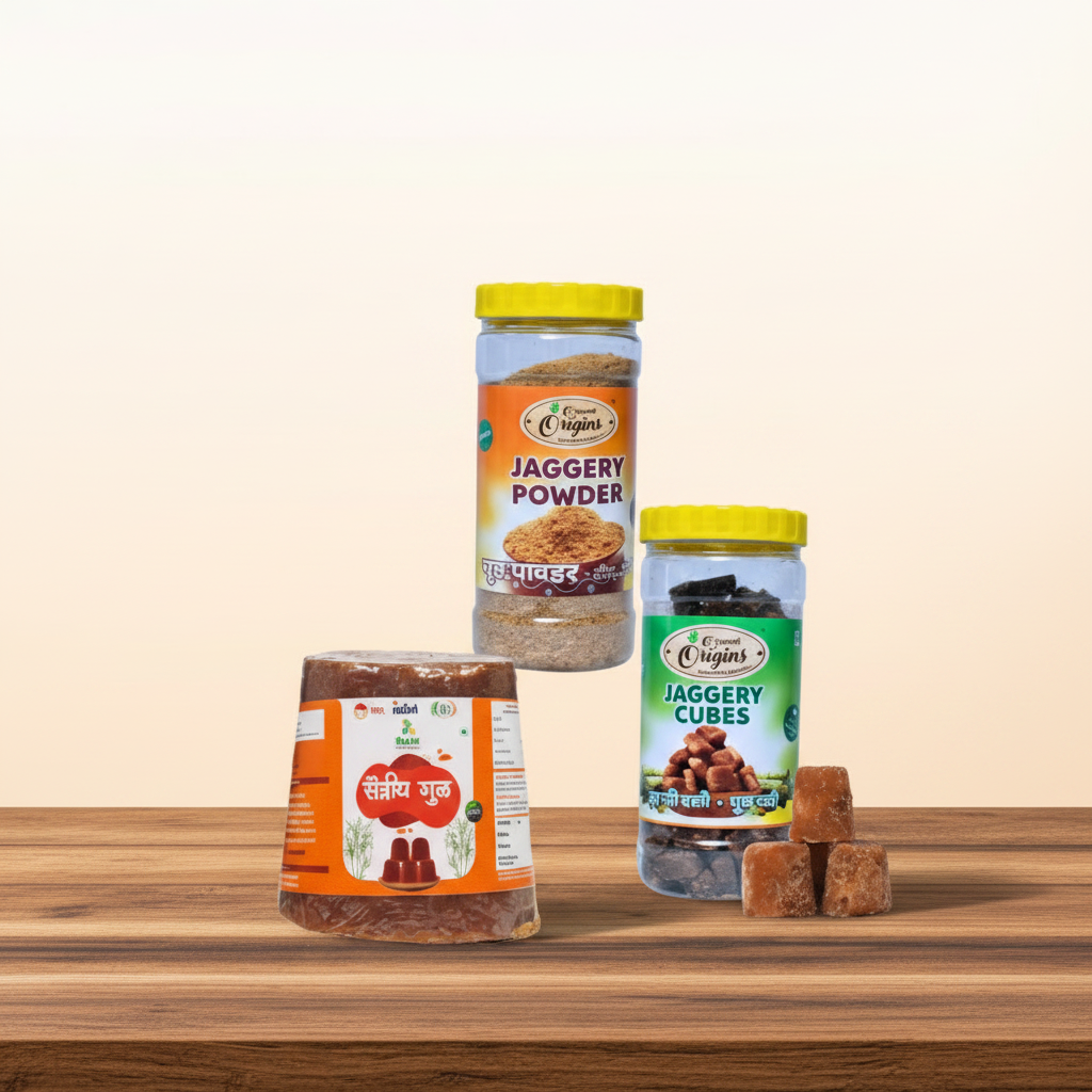 Pure Deshi Gul Combo Pack (Jaggery Cubes 450gm + Jaggery 950gm + Jaggery Powder 450gm), Natural, Chemical Free - 1