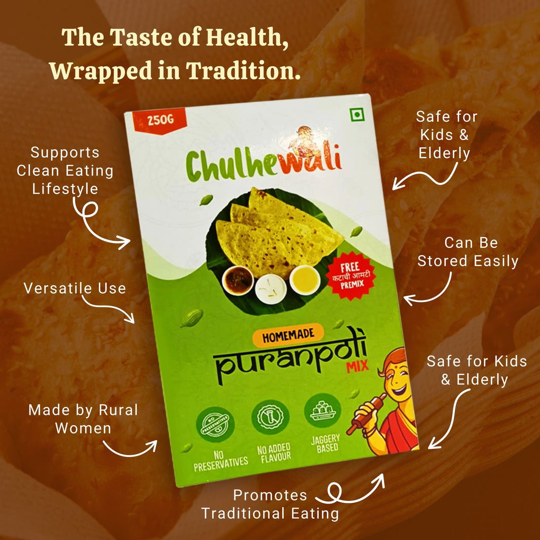 CHULHEWALI Puran Poli Premix, Durgamata SHG, Natural, Chemical Free, Pack of 250 gm