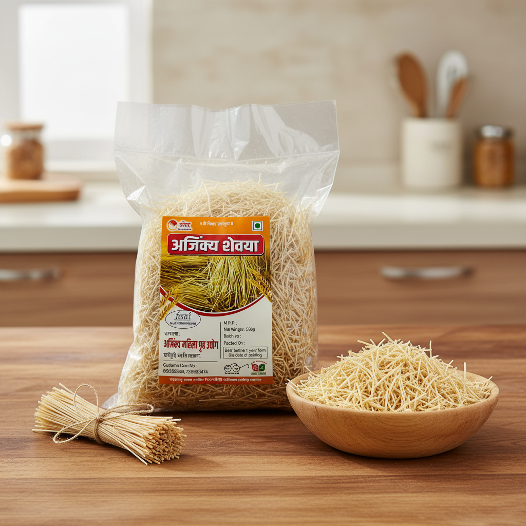 AJINKYA Wheat Shevai, No Maida, Ajinkya SHG, Made By Natural Ingredients, Pack of 500 gm
