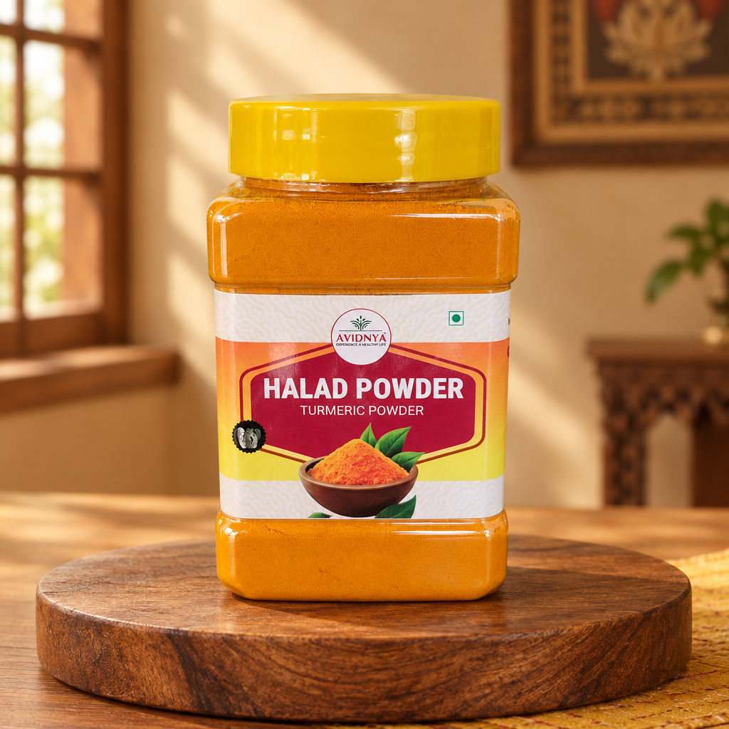 AHILYA MAHILA SHG, AVIDNYA FOODS Turmeric Powder Handmade with Care, Authentic Taste, Preservative-Free Pack of 400gm