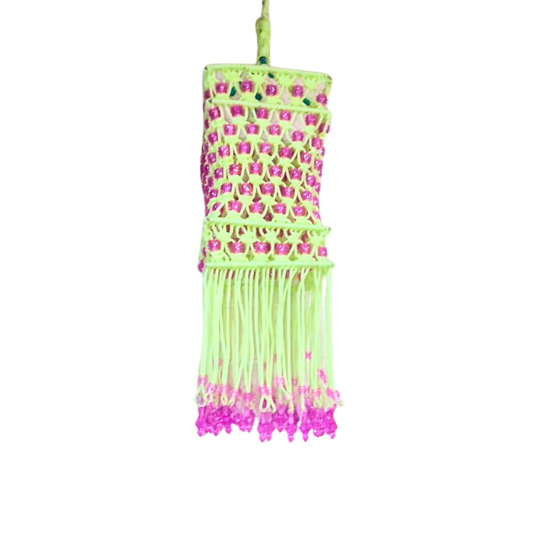 SUGARAN pink bead pista colour kandil | Diwali decorations feature an abundance of colorful lights, flowers, and auspicious symbols | Pack of 1pic