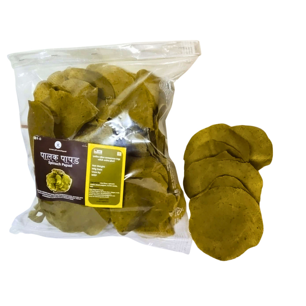 RAYERI Palak Papad Pack Of 200gm Spinach Infused Traditional Crispy Papad Snack