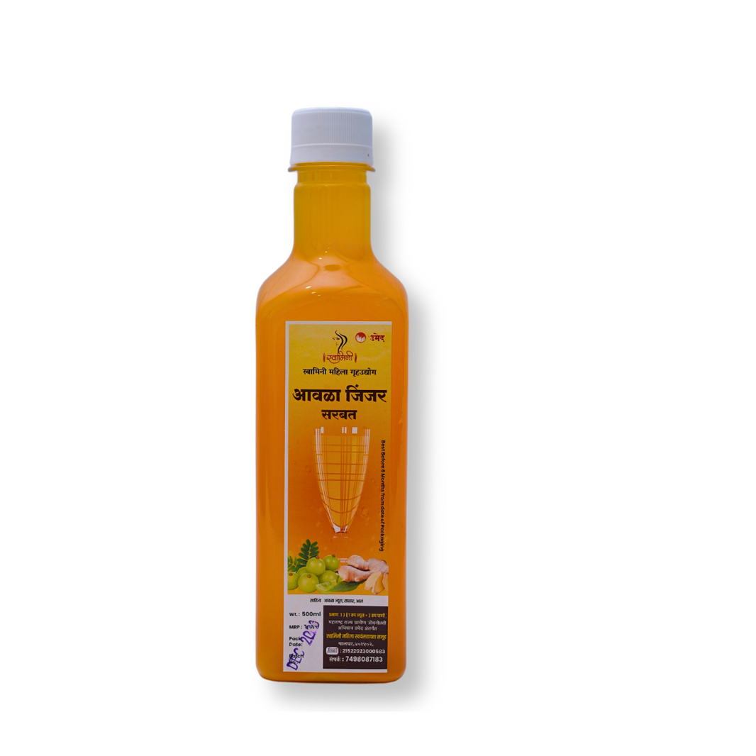 SWAMINI, Amala Ginger Sharbat, Natural Ingredients, No Artificial Essence, Pack of 500 ml