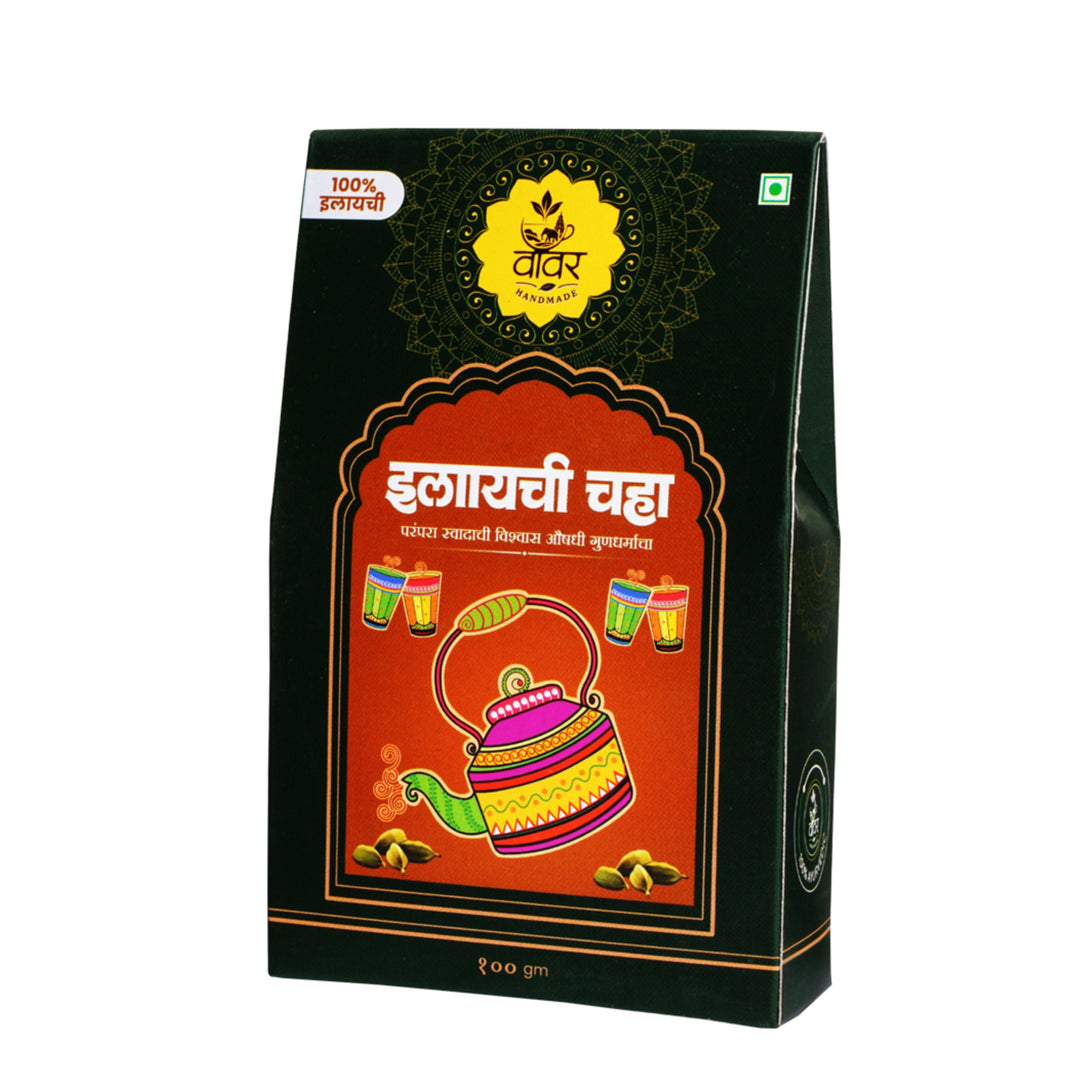 VAVAR Elaichi Chaha – Authentic Maharashtrian Cardamom Tea for Health & Mood | Jijamata SHG, 100g