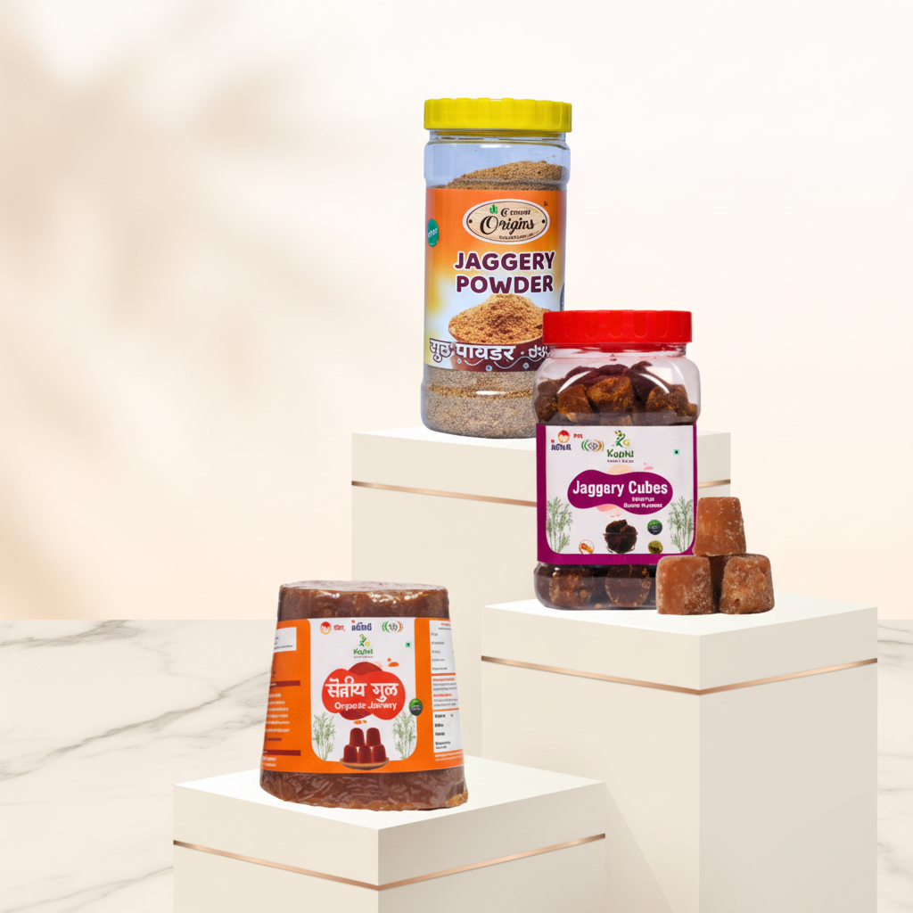 Pure Deshi Gul Combo Pack (Jaggery Cubes 450gm + Jaggery 950gm + Jaggery Powder 450gm), Natural, Chemical Free