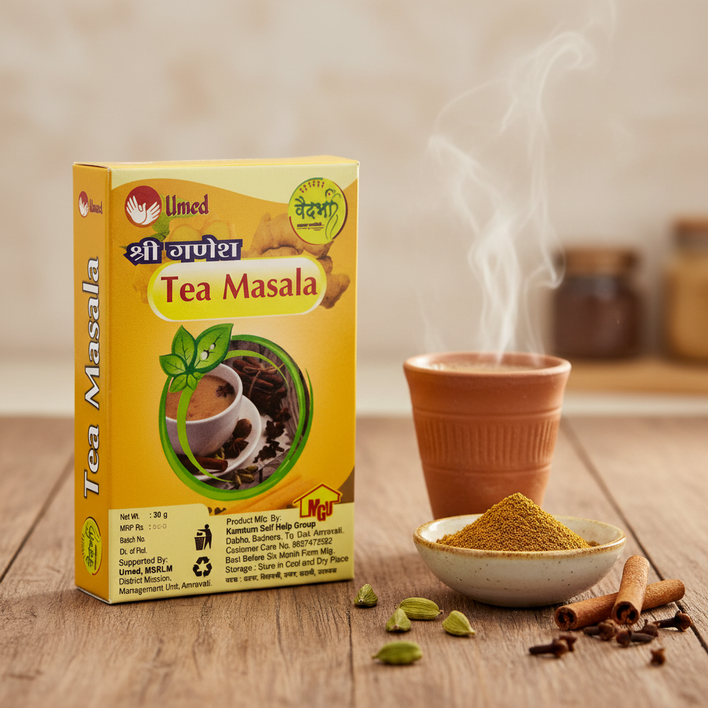 SHRI GANESH Tea Masala, Kumkum SHG, Made By Natural Ingredients, No Artificial Chemical, Pack of 30 gm