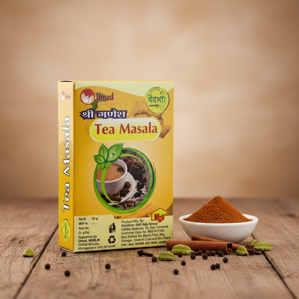 SHRI GANESH Tea Masala, Kumkum SHG, Made By Natural Ingredients, No Artificial Chemical, Pack of 30 gm