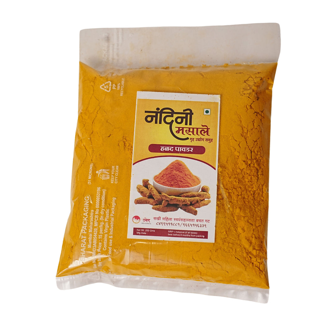 NANDINI MASALE, Turmeric Powder, Sakhi SHG, Natural Ingredients, No Artificial Essence, Pack of 200 gm