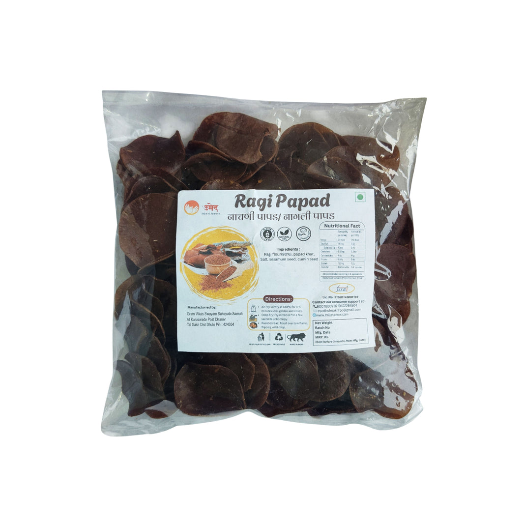 POSHAN SUTRA Nagali Disco Papad Pack Of 500gm Traditional Ragi Disco Papad Ready To Fry Crispy Homemade Authentic Taste