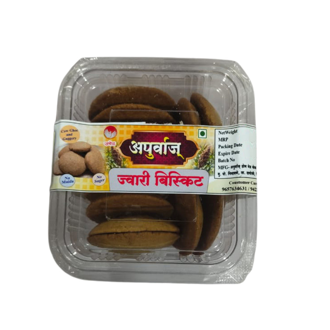 Apurva's Jowar Biscuit Crunchy Millet Cookies for Daily Tea Time Balanced Taste SHG Prepared Traditional Recipe Snack Pack of 200 gm
