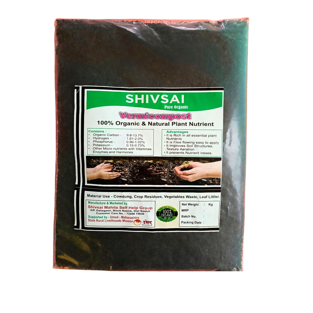 SHIVSAI UTPADAK GAT – Varmicompost | Premium Quality, Improve Soil Health with Care, Authentic, Natural | Pack of 1 kg