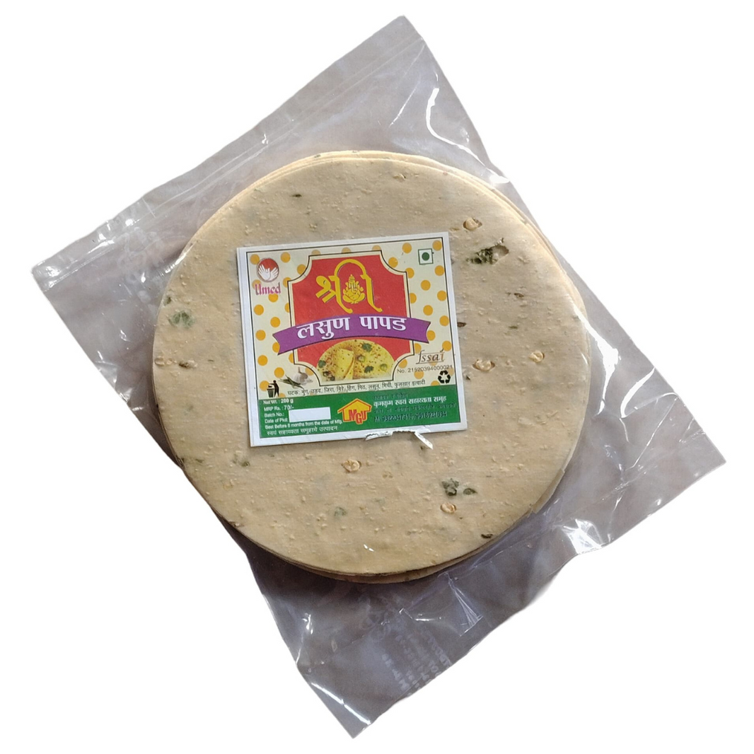 SHRI GANESH Lasun Papad, Kumkum SHG, Made By Natural Ingredients, No Artificial Chemical, Pack of 1000 gm