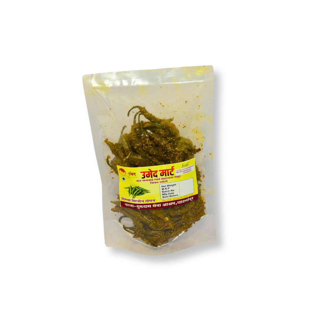 JIVAN JYOTI, Spicy Green Chilli Pickle, Natural Ingredient, No Artificial Essence,Pack of 250 gm