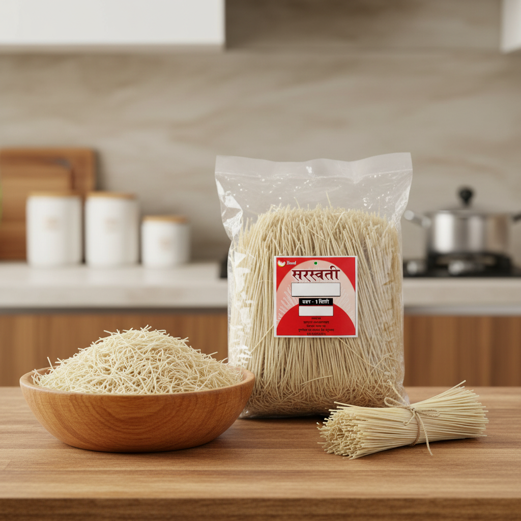 SARSWATI Shevai Pack of 1000 gm Traditional Wheat Vermicelli Fine Cooking Noodles for Sweet and Savory Dishes