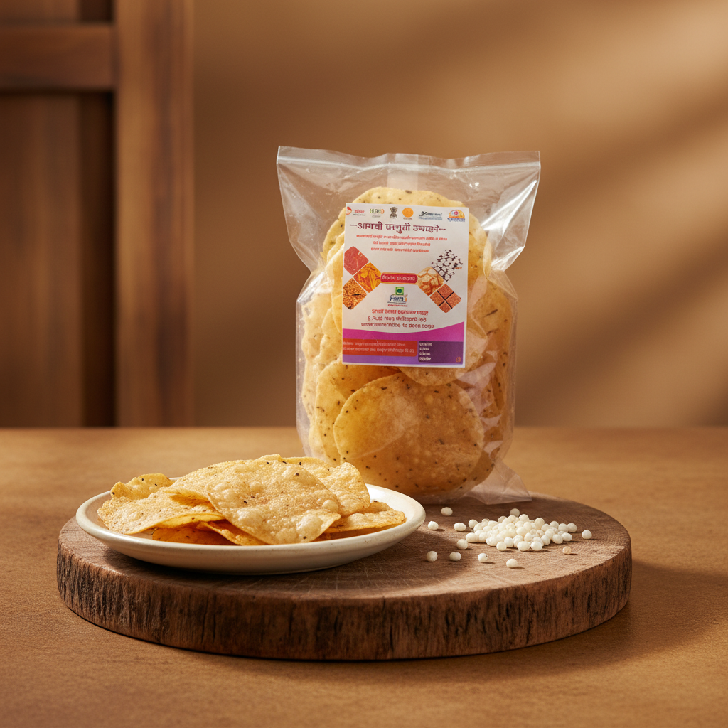 UNNATI PAPAD Shabudana Papad Pack Of 1000gm Traditional Fasting Papad Ready To Fry Crispy Homemade Authentic Taste