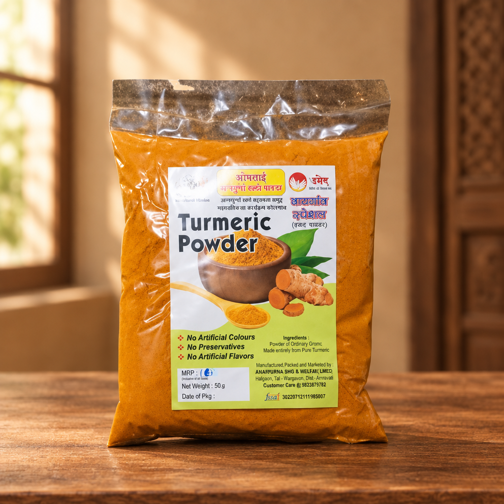 OM SAI, Turmeric Powder, Made By Natural Ingredients, No Artificial Chemical, Pack of 500 gm