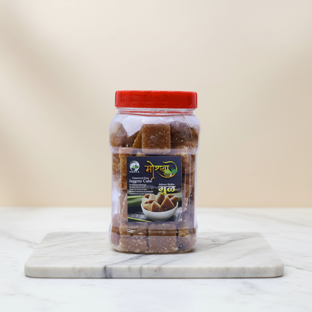 MORYA Pure Deshi Gul Traditional Jaggery Cubes Natural Chemical Free Pack of 500 gm