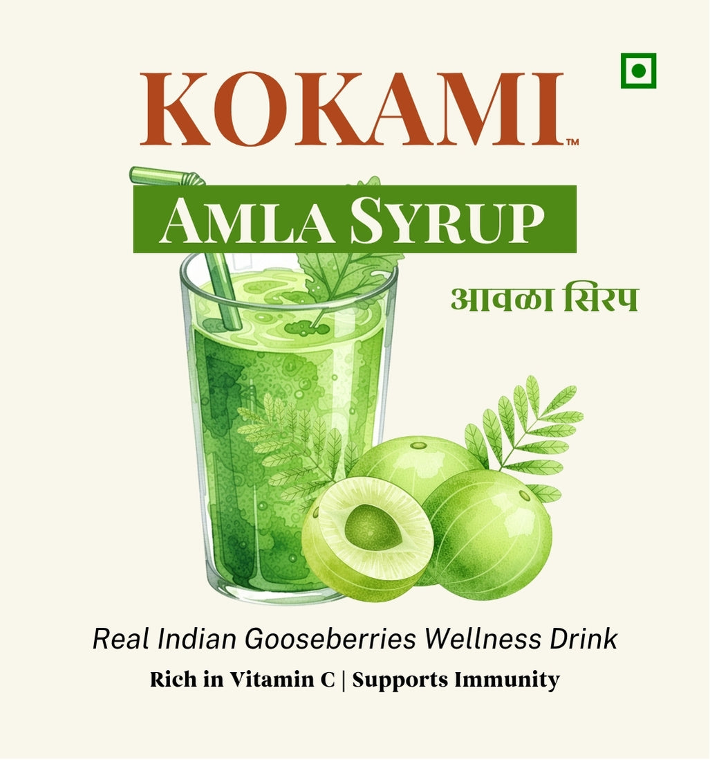 KOKAMI Amla Sharbat, Vitamin C-Rich, Durgalaxmi SHG, Natural Ingredients, Pack of 500 ml