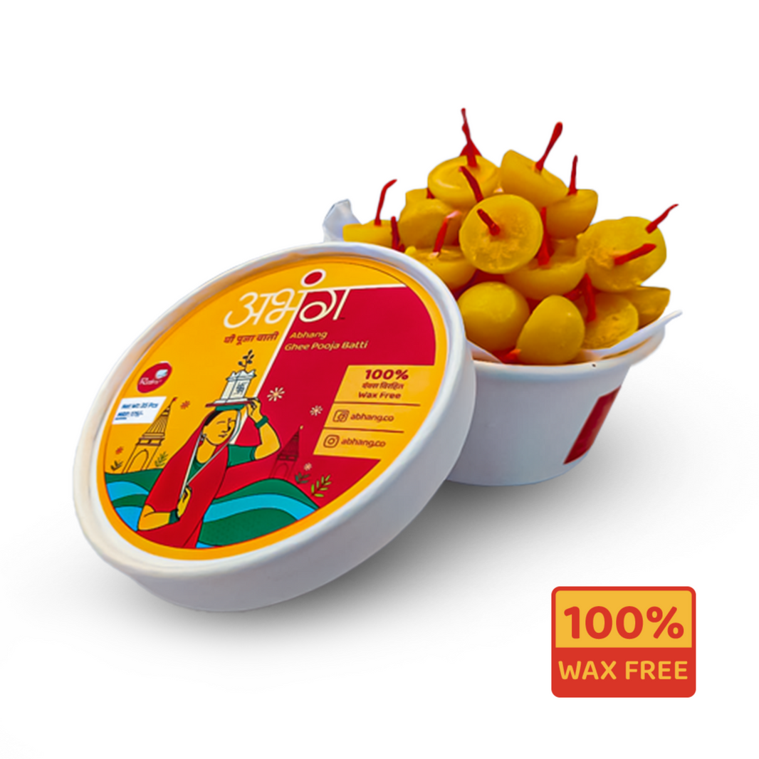 ABHANG Ghee Wati Diya,100% Wax Free, Made by Cow Ghee, Pack of 35 pieces