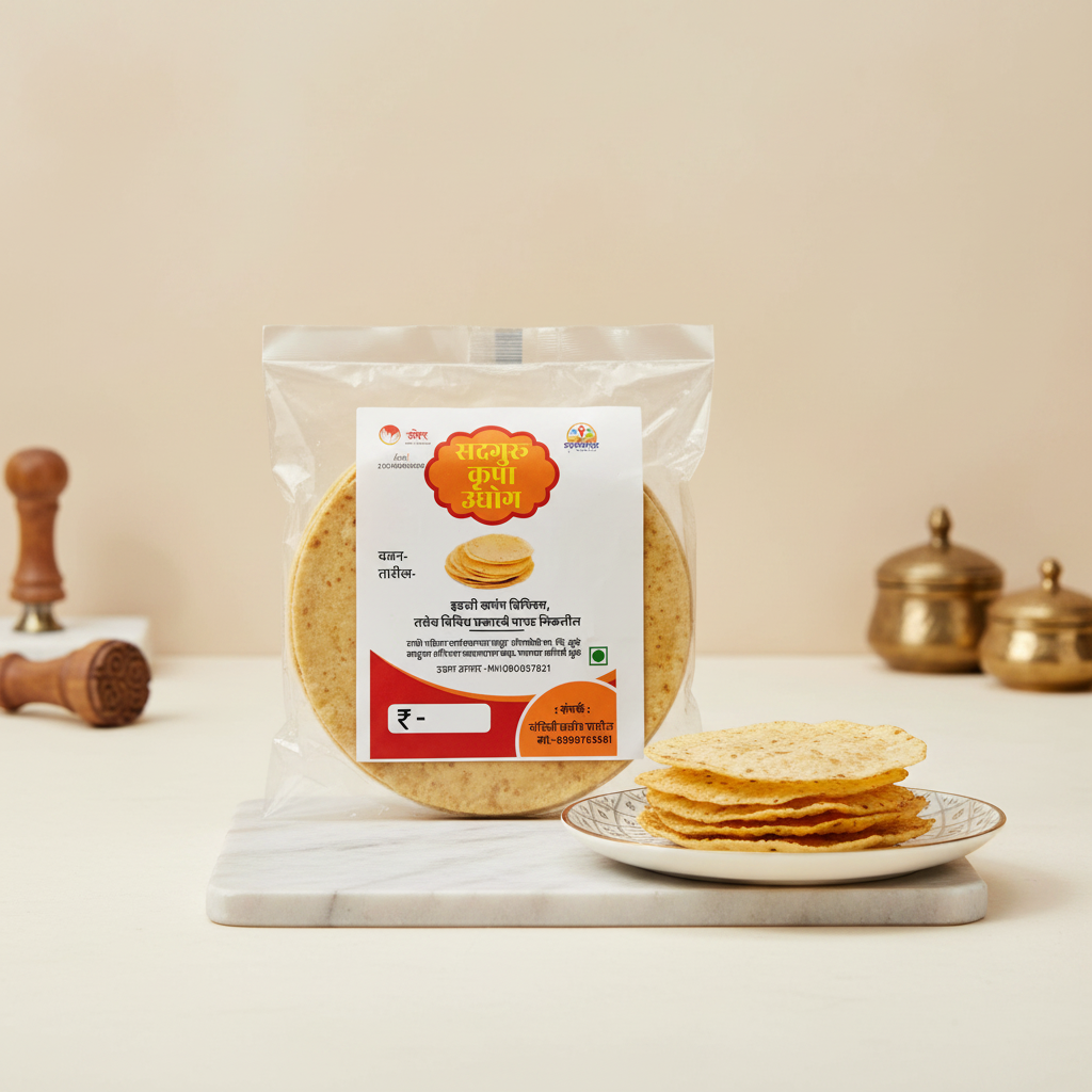 SAD GURU KRUPA Udid Papad Pack Of 500gm Traditional Urad Papad Ready To Fry Crispy Homemade Authentic Taste