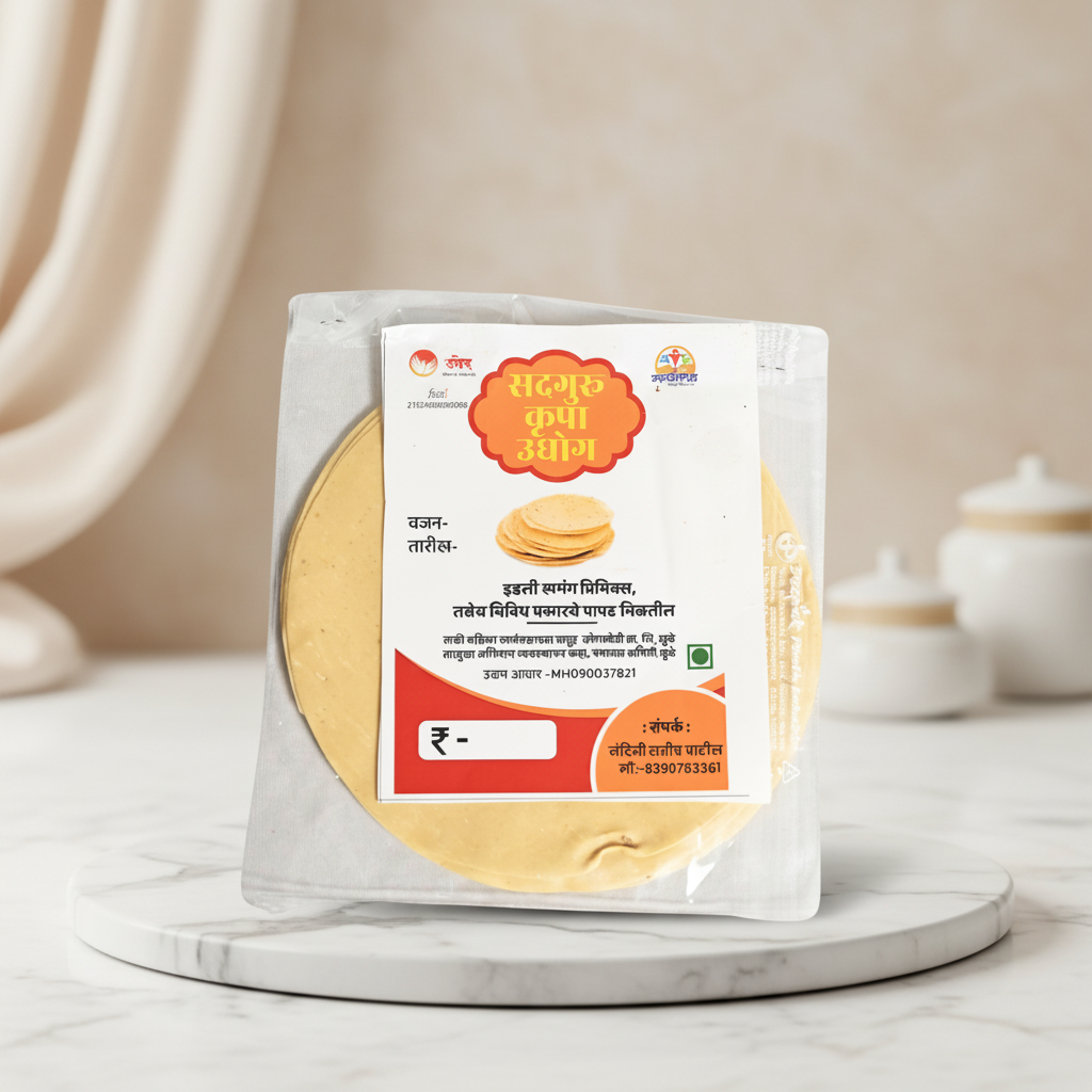 SAD GURU KRUPA Udid Papad Pack Of 1000gm Traditional Urad Papad Ready To Fry Crispy Homemade Authentic Taste