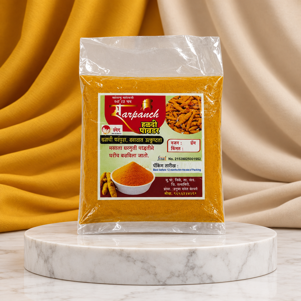 Sarpanch Turmeric Powder Haldi Bright Colour Fine Texture Daily Cooking Essential Traditional Spice SHG Prepared Quality Pack of 250 gm