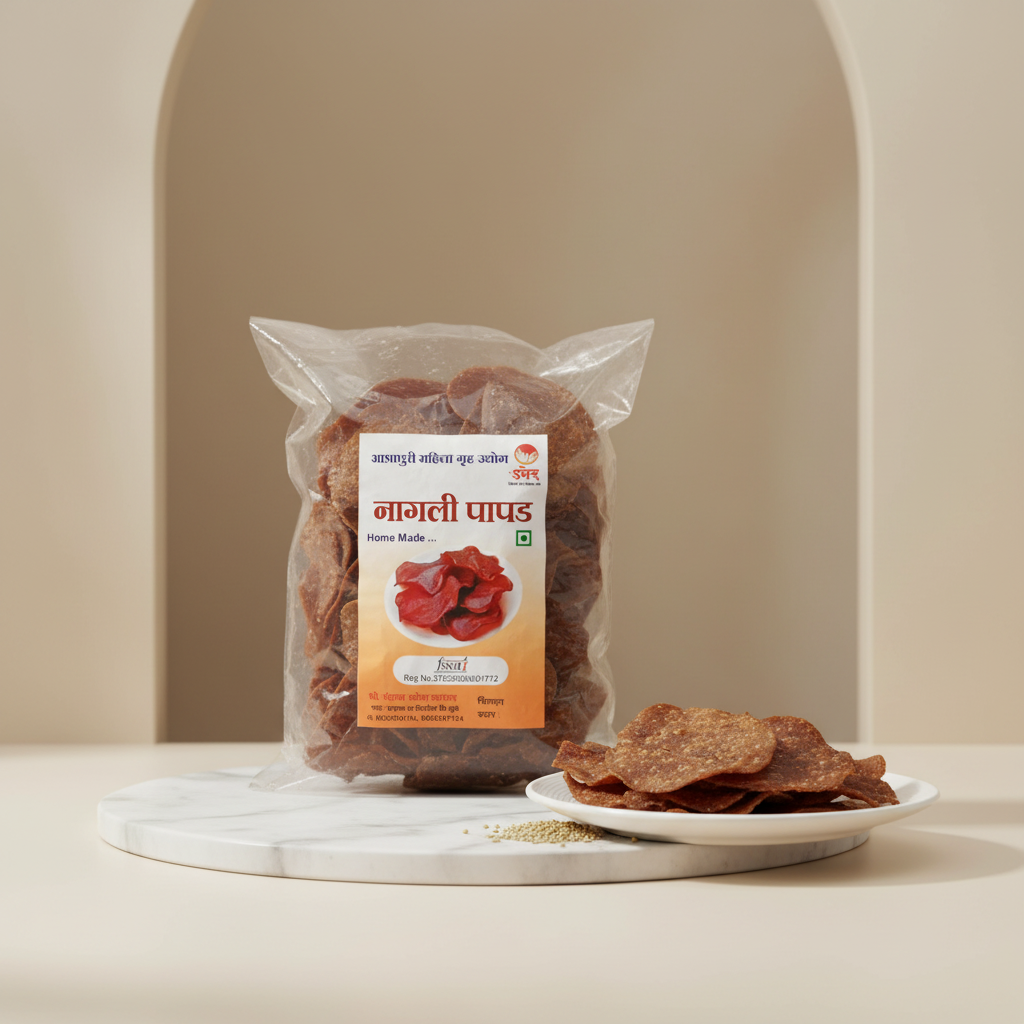 ASHAPURI Nagali Papad Pack Of 500gm Traditional Ragi Papad Ready To Fry Crispy Homemade Authentic Taste