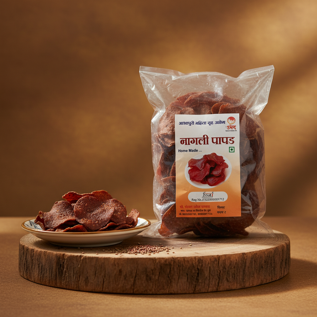 ASHAPURI Nagali Papad Pack Of 500gm Traditional Ragi Papad Ready To Fry Crispy Homemade Authentic Taste