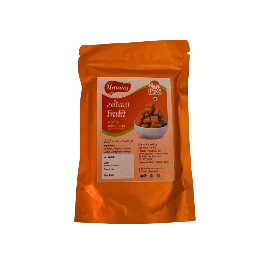 UMANG Khobara Chikki Pack Of 160g Coconut Jaggery Traditional Sweet Crunchy Snack Delight