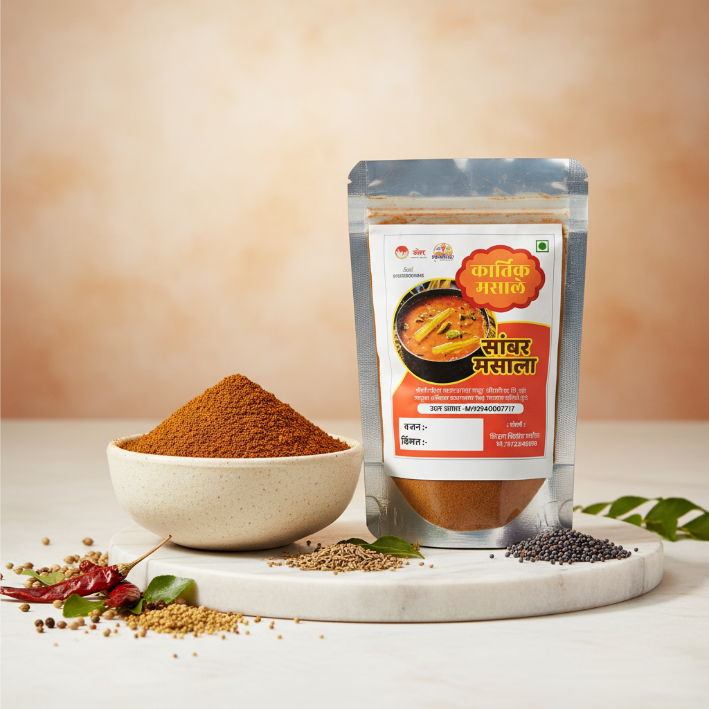 KARTIK MASALE Sambar Masala Pack Of 250gm Traditional South Indian Spice Blend Rich Aroma Authentic Taste
