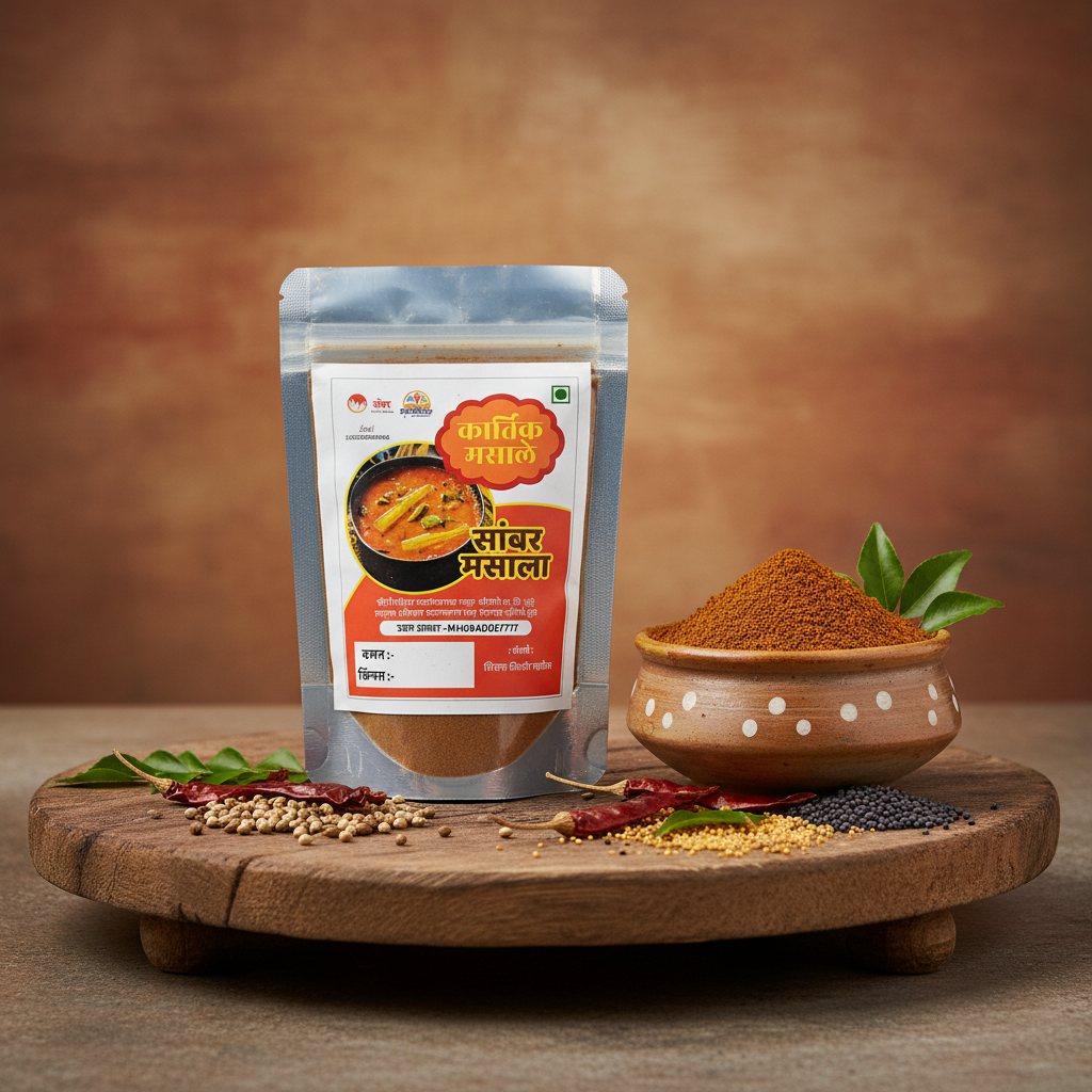 KARTIK MASALE Sambar Masala Pack Of 250gm Traditional South Indian Spice Blend Rich Aroma Authentic Taste