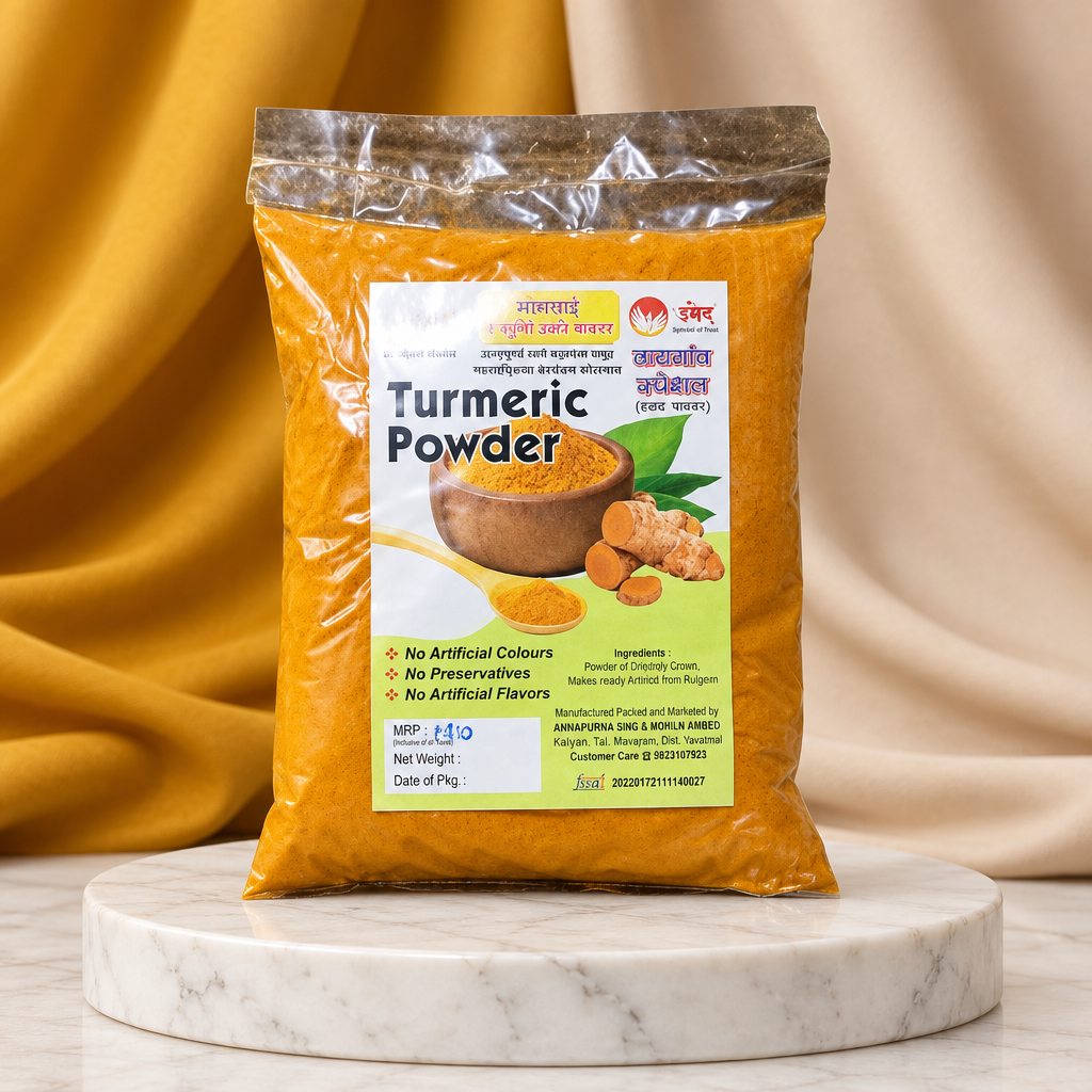 OM SAI, Turmeric Powder, Made By Natural Ingredients, No Artificial Chemical, Pack of 500 gm