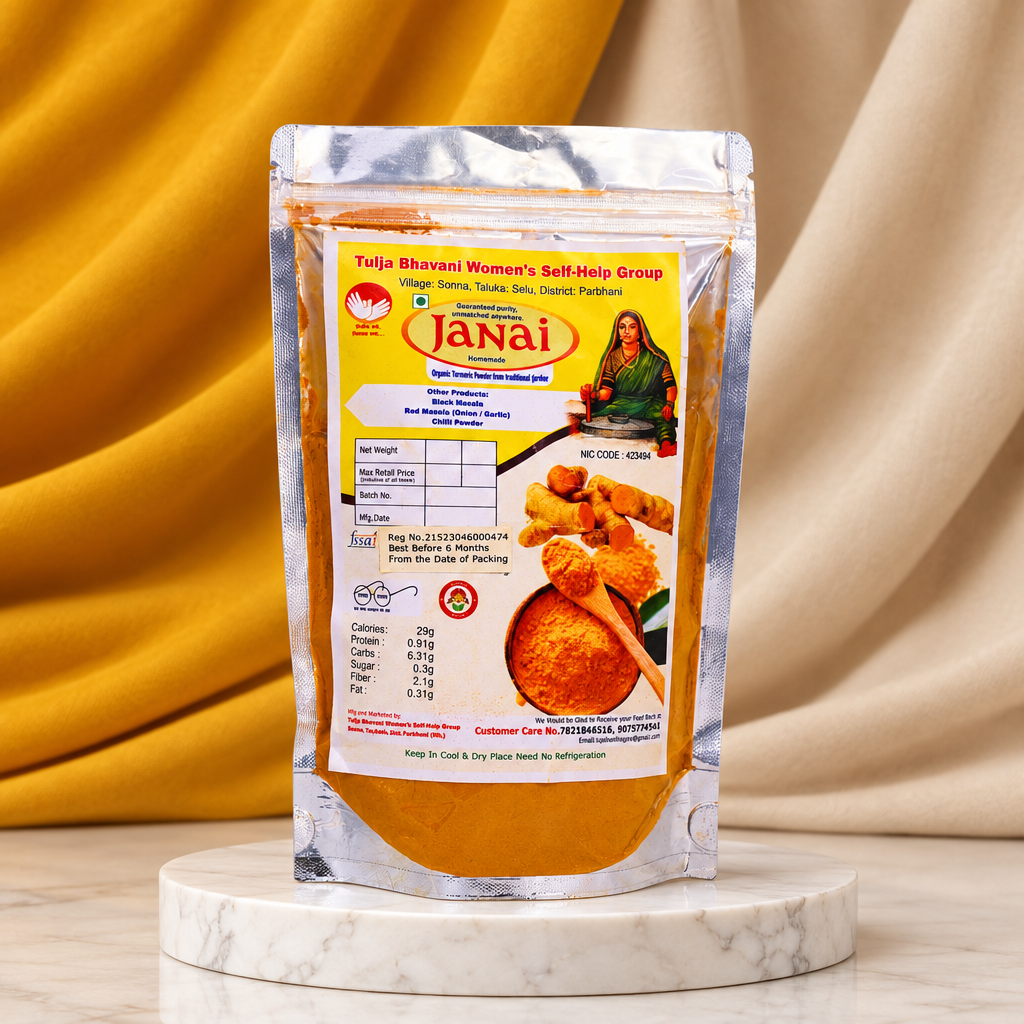 TULAJA JANAI Organic Turmeric Powder Pack Of 200g Natural Spice Rich Color Traditional Culinary Ingredient