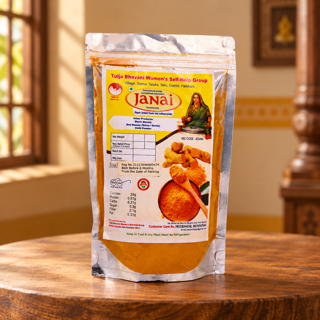 TULAJA JANAI Organic Turmeric Powder Pack Of 200g Natural Spice Rich Color Traditional Culinary Ingredient