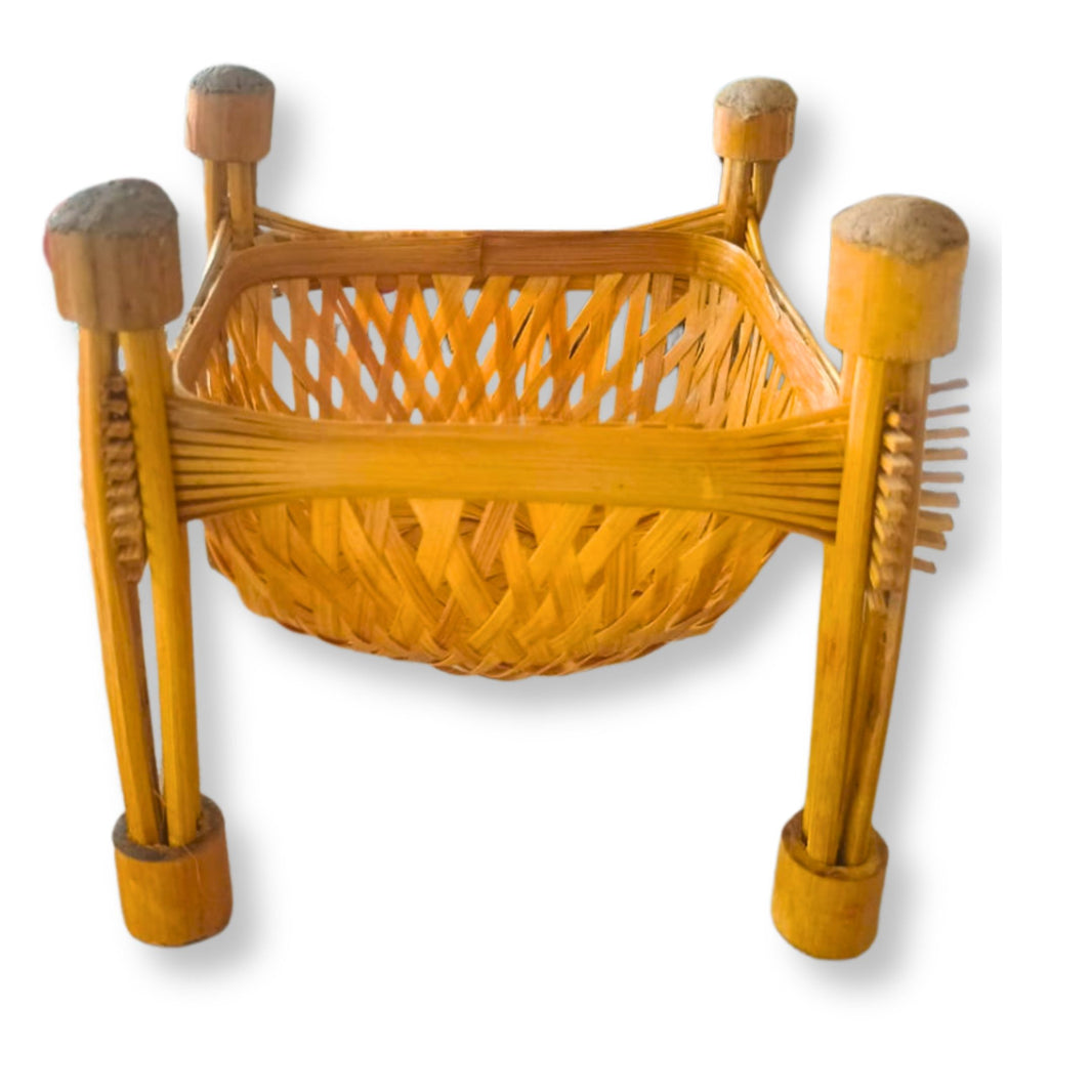 HIRKANI Fruit Basket, Natural Wood, Local Craftsmanship, Small