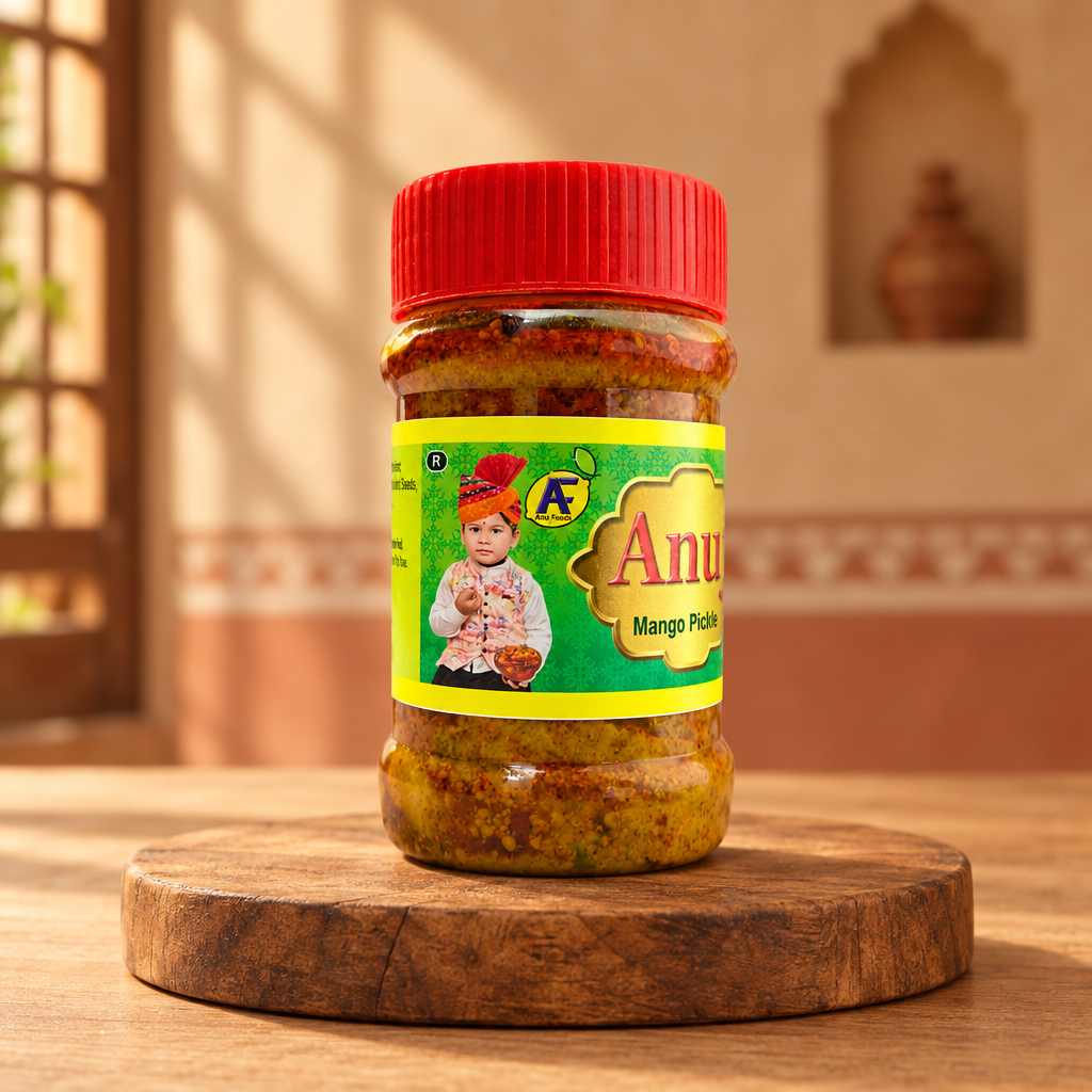 ANUJ FOODS  Mango Pickle, Made By Natural Ingredients, No Artificial Flavours, Pack of 200 gms