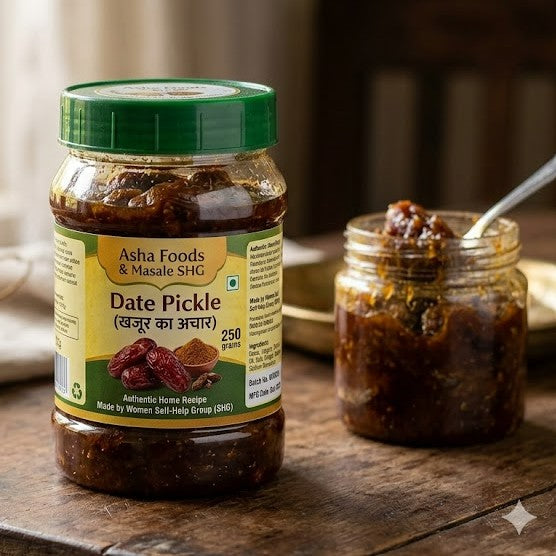 ASHA FOOD & MASALA Date Pickle, Made By Natural Ingredients, No Artificial Flavour, Pack of 250 gm