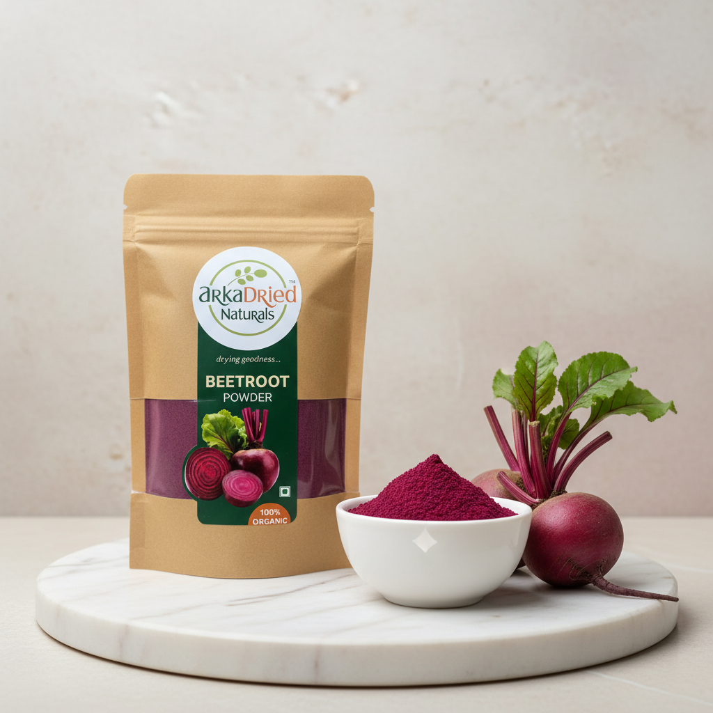 ARKA DRIED NATURALS Beetroot Powder Pouch Pack Of 100gm Premium Dehydrated Beetroot Vegetable Powder Fine Texture Natural Colour Traditional Food Ingredient Everyday Kitchen Use