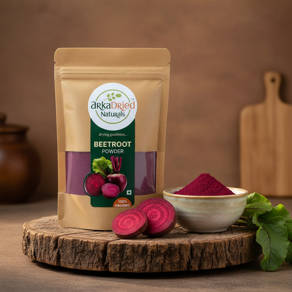 ARKA DRIED NATURALS Beetroot Powder Pouch Pack Of 100gm Premium Dehydrated Beetroot Vegetable Powder Fine Texture Natural Colour Traditional Food Ingredient Everyday Kitchen Use