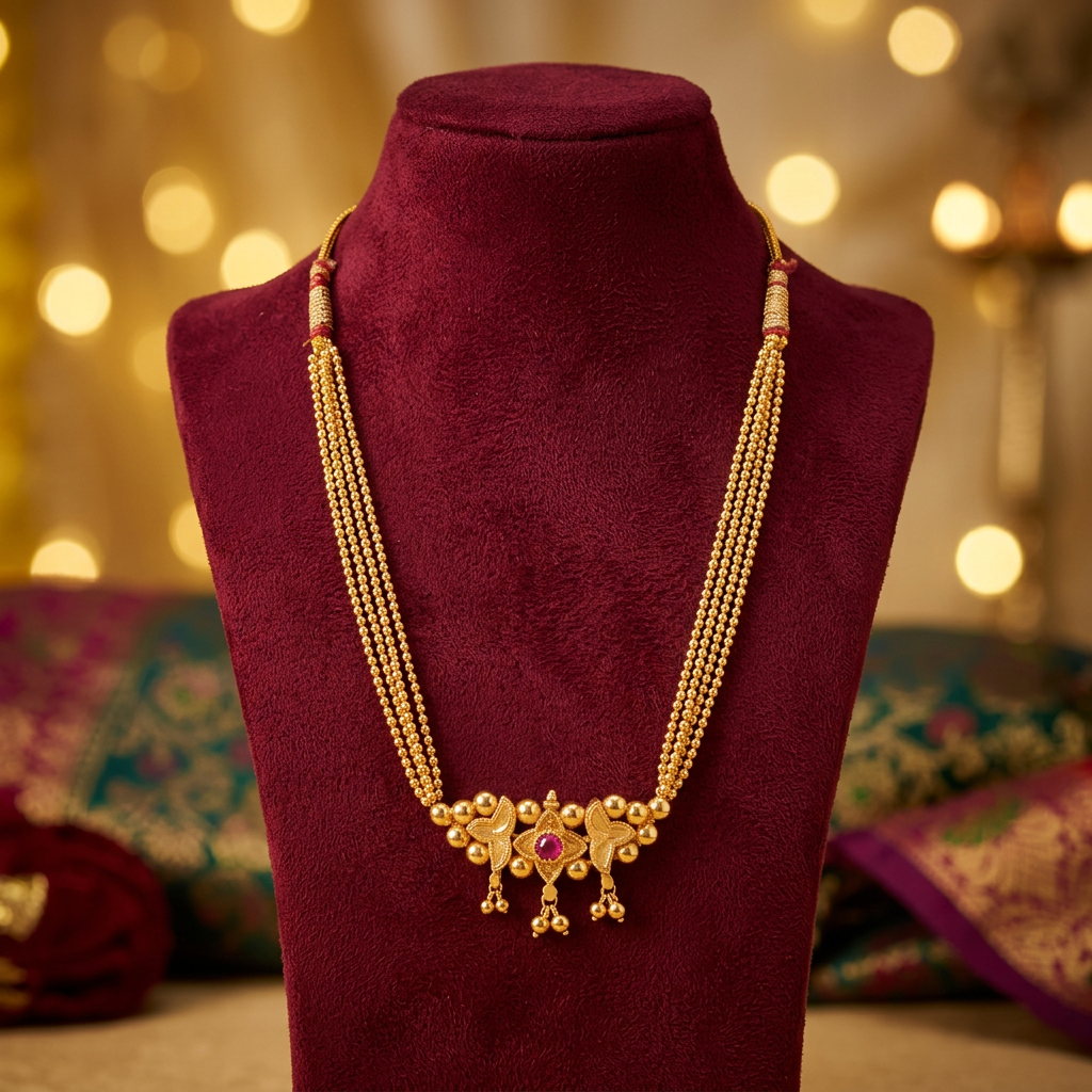 MARATHMOLA SAJ Belpan Thushi Set Pack Of 1 Set Traditional Handcrafted Maharashtrian Belpan Thushi Necklace Matching Earrings Ethnic Bridal Heritage Jewellery Collection