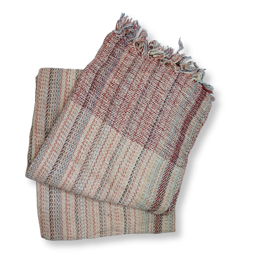AHILYADEVI SHG Multi Striped Boho Design Shawl, Made By Cotton, Traditional Item, Pack Of 1 No, 7ft